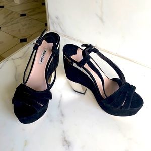 Black Suade Miu Miu Platforms